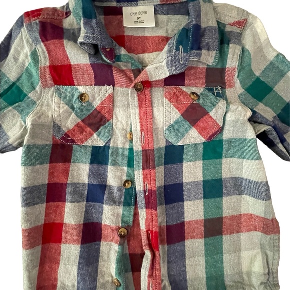 Okie Dokie Boy’s Flannel Button Up Shirt size 5t - Picture 3 of 4